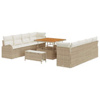 Garten-Sofa-Set mit Kissen mit Speicher 11 pcs Beige und Creme