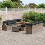 Garten-Sofa-Set mit Kissen mit Speicher 11 pcs Grau