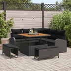 Garten-Sofa-Set mit Kissen mit Speicher 8 pcs Schwarz