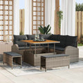 Garten-Sofa-Set mit Kissen mit Speicher 8 pcs Grau