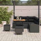 Garten-Sofa-Set mit Kissen mit Speicher 8 pcs Schwarz