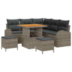 Garten-Sofa-Set mit Kissen mit Speicher 8 pcs Grau