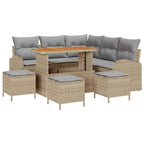 Garten-Sofa-Set mit Kissen 9 pcs Beige und Hellgrau