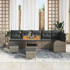 Garten-Sofa-Set mit Kissen mit Speicher mit Kissen 9 pcs Grau