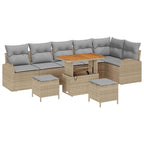 Garten-Sofa-Set mit Kissen mit Kissen 9 pcs Beige und Hellgrau