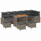 Garten-Sofa-Set mit Kissen mit Speicher mit Kissen 10 pcs Grau