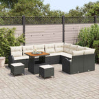 Garten-Sofa-Set mit Kissen 12 pcs Schwarz und Creme