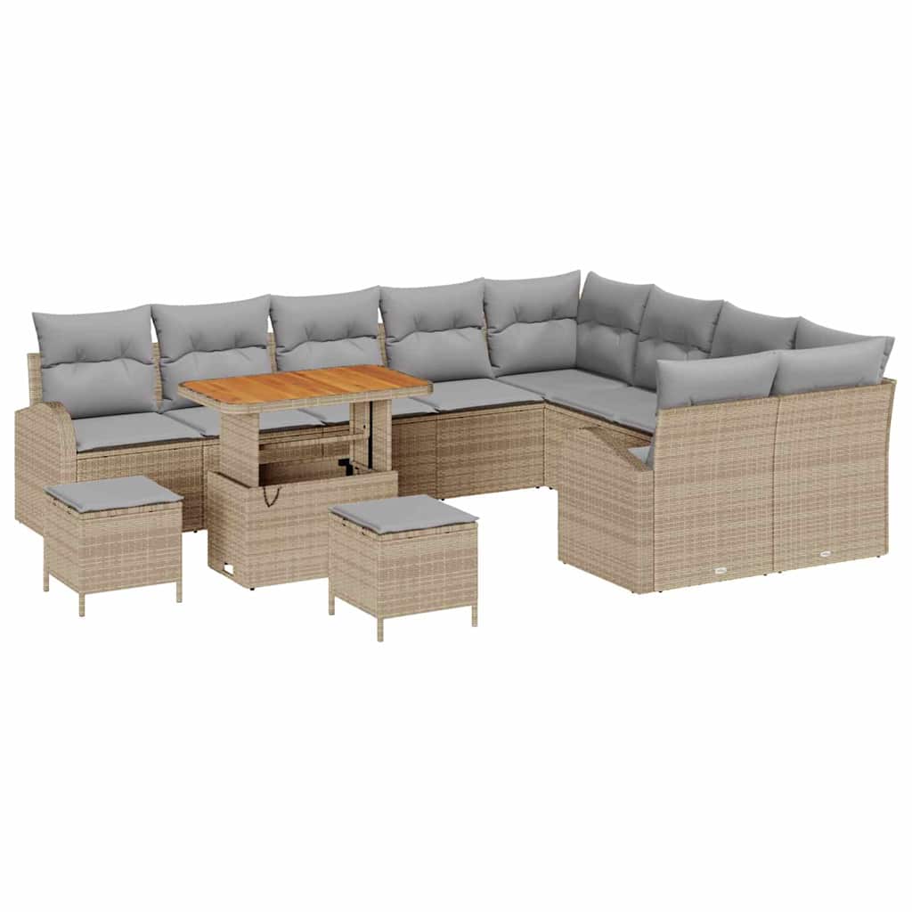 Garten-Sofa-Set mit Kissen 12 pcs Beige und Hellgrau