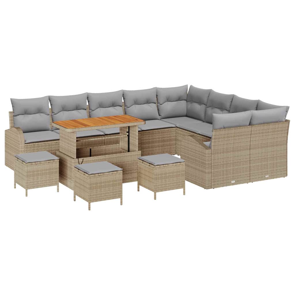 Garten-Sofa-Set mit Kissen 13 pcs Beige und Hellgrau