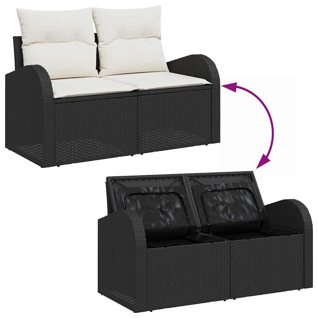 Garten-Sofa-Set mit Kissen 13 pcs Schwarz und Creme