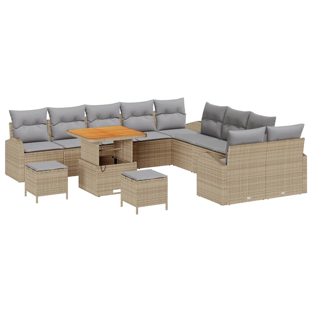 Garten-Sofa-Set mit Kissen 13 pcs Beige und Hellgrau