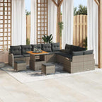 Garten-Sofa-Set mit Kissen mit Speicher 13 pcs Grau