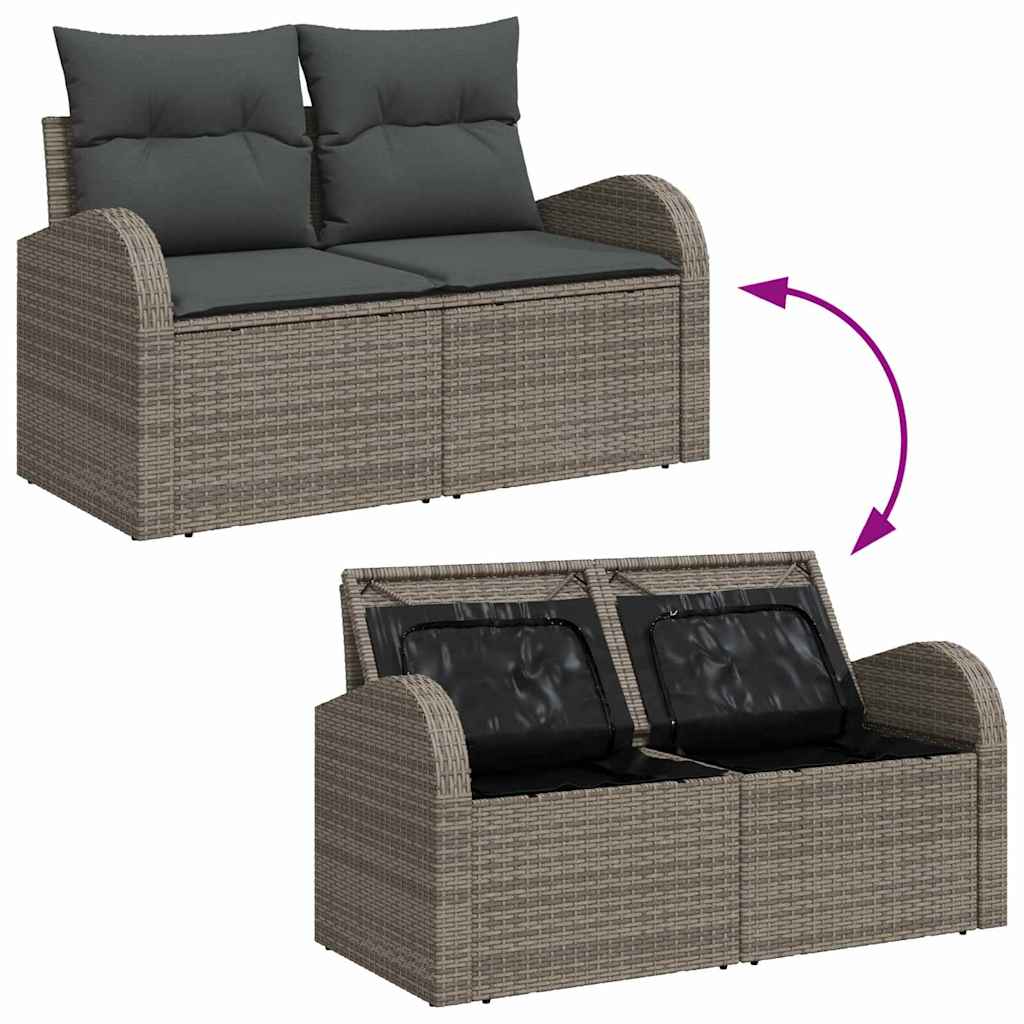 Garten-Sofa-Set mit Kissen mit Speicher 13 pcs Grau