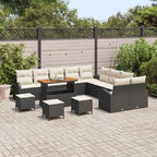 Garten-Sofa-Set mit Kissen 14 pcs Schwarz und Creme