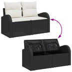 Garten-Sofa-Set mit Kissen 14 pcs Schwarz und Creme