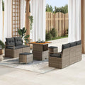 Garten-Sofa-Set mit Kissen mit Speicher 8 pcs Grau