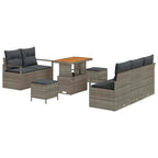 Garten-Sofa-Set mit Kissen mit Speicher 8 pcs Grau