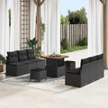 Garten-Sofa-Set mit Speicher 9 pcs Schwarz Poly Rattan