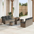 Garten-Sofa-Set mit Speicher 9 pcs Grau Poly Rattan