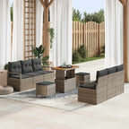 Garten-Sofa-Set mit Speicher 9 pcs Grau Poly Rattan