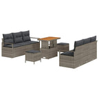 Garten-Sofa-Set mit Speicher 9 pcs Grau Poly Rattan