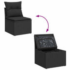 Garten-Sofa-Set mit Kissen mit Speicher 10 pcs Schwarz