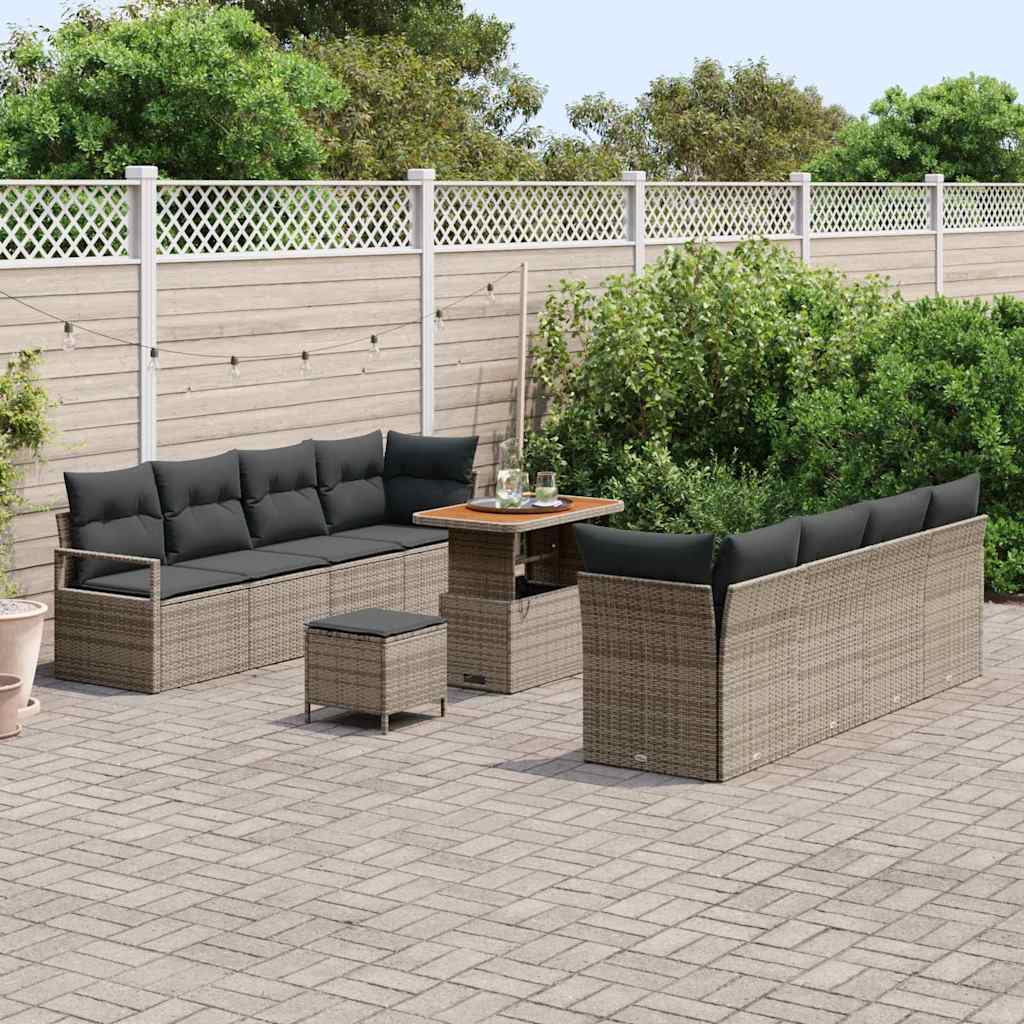 Garten-Sofa-Set mit Kissen mit Speicher Grau 90 x 55 x 71 cm