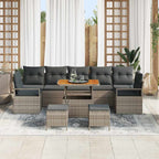 Garten-Sofa-Set mit Kissen mit Speicher mit Kissen 10 pcs Grau