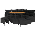 Garten-Sofa-Set mit Kissen mit Speicher 8 pcs Schwarz