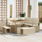 Garten-Sofa-Set mit Kissen mit Speicher 8 pcs Beige und Creme