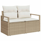 Garten-Sofa-Set mit Kissen mit Speicher 9 pcs Beige und Creme