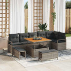 Garten-Sofa-Set mit Kissen mit Speicher 9 pcs Grau