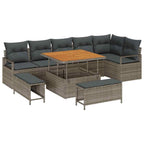 Garten-Sofa-Set mit Kissen mit Speicher 9 pcs Grau