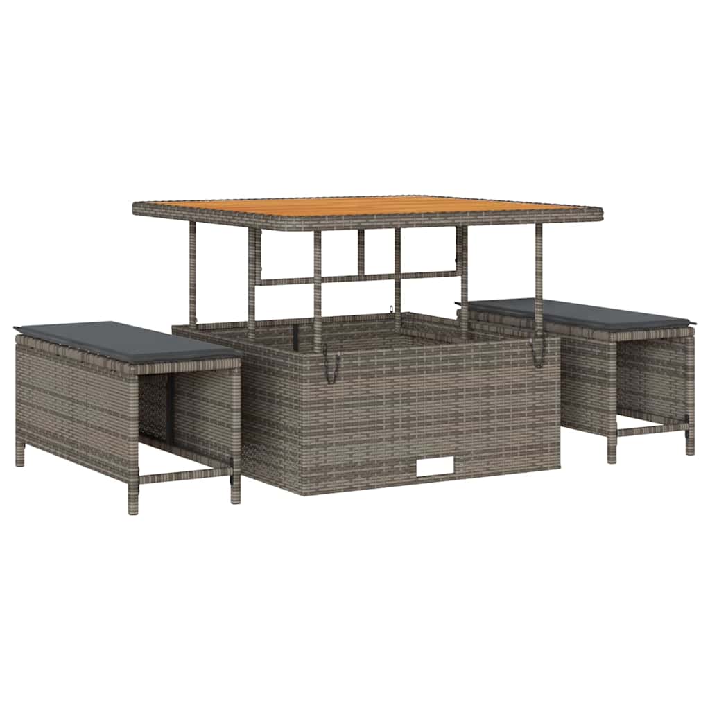 Garten-Sofa-Set mit Kissen mit Speicher 9 pcs Grau