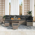Garten-Sofa-Set mit Kissen mit Speicher 9 pcs Grau