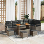 Garten-Sofa-Set mit Kissen mit Speicher 10 pcs Grau