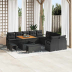 Garten-Sofa-Set mit Kissen mit Speicher 13 pcs Schwarz