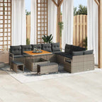 Garten-Sofa-Set mit Kissen mit Speicher 13 pcs Grau
