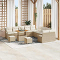 Garten-Sofa-Set mit Kissen mit Speicher 13 pcs Beige und Creme