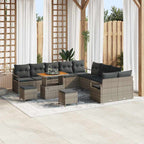 Garten-Sofa-Set mit Kissen mit Speicher 13 pcs Grau