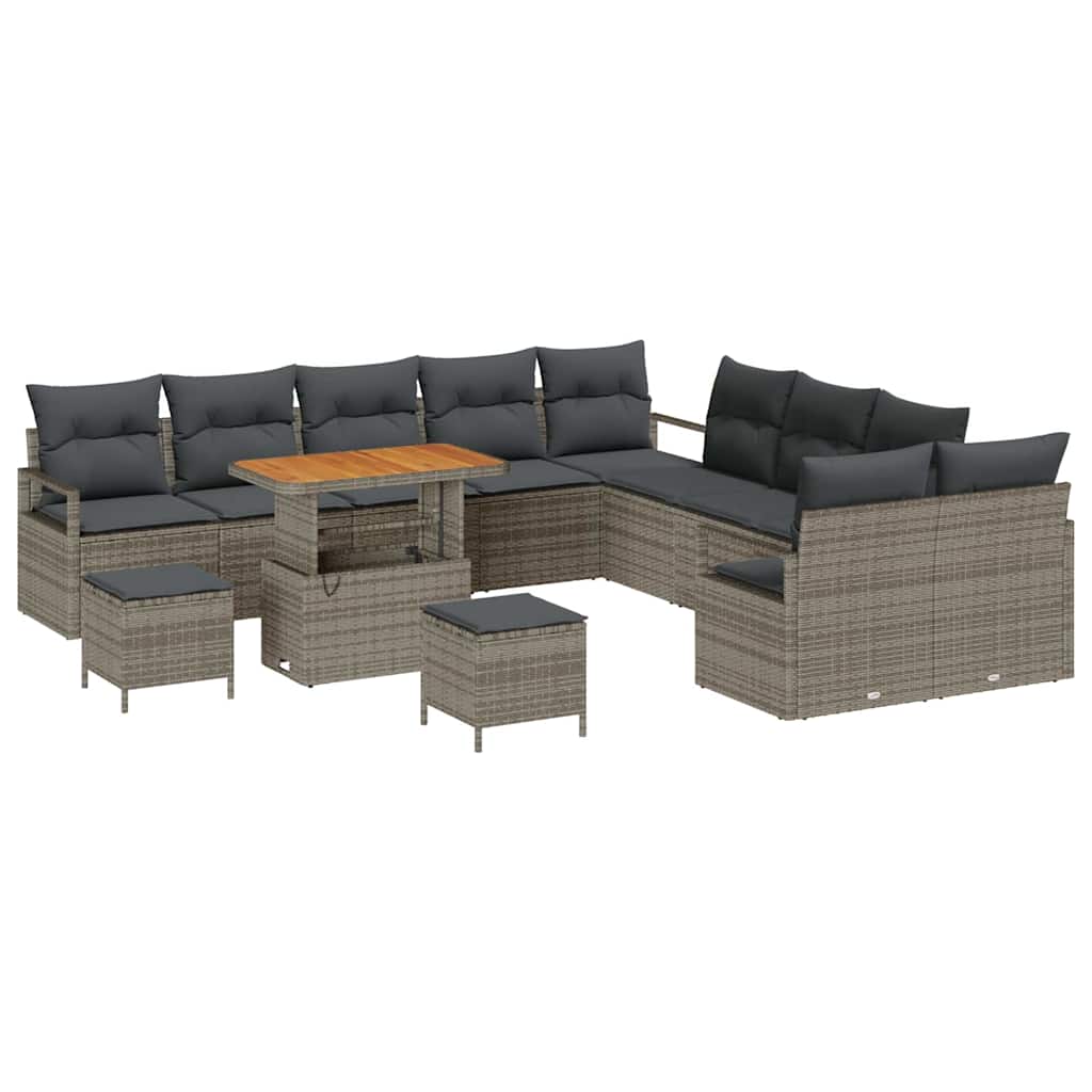 Garten-Sofa-Set mit Kissen mit Speicher 13 pcs Grau