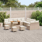 Garten-Sofa-Set mit Kissen mit Speicher 14 pcs Beige und Creme