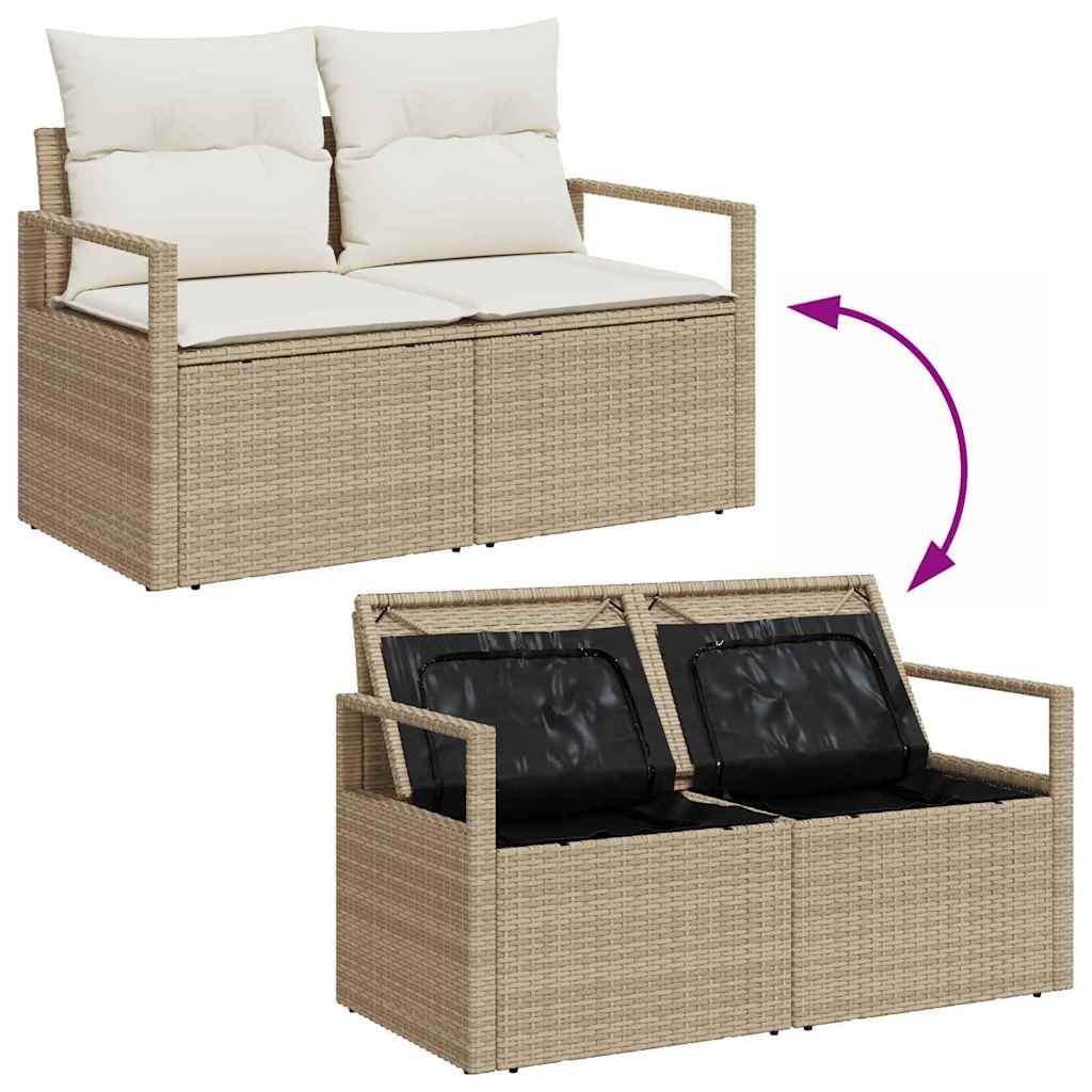 Garten-Sofa-Set mit Kissen mit Speicher 14 pcs Beige und Creme