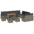 Garten-Sofa-Set mit Kissen mit Speicher 14 pcs Grau