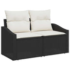 Garten-Sofa-Set mit Kissen mit Speicher 9 pcs Schwarz und Creme