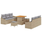 Garten-Sofa-Set mit Kissen 9 pcs Beige und Hellgrau