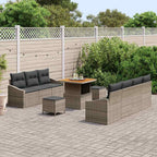 Garten-Sofa-Set mit Kissen mit Speicher 10 pcs Grau