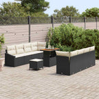 Garten-Sofa-Set mit Kissen 11 pcs Schwarz und Creme