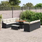 Garten-Sofa-Set mit Kissen 11 pcs Schwarz und Creme
