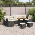 Gartensofa-set mit Kissen 10 pcs Schwarz Poly Rattan